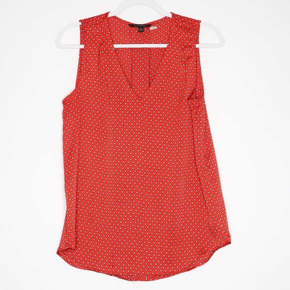 Banana Republic Womens Sleeveless Top Size Medium Red Geometric Print‎ - Picture 1 of 6